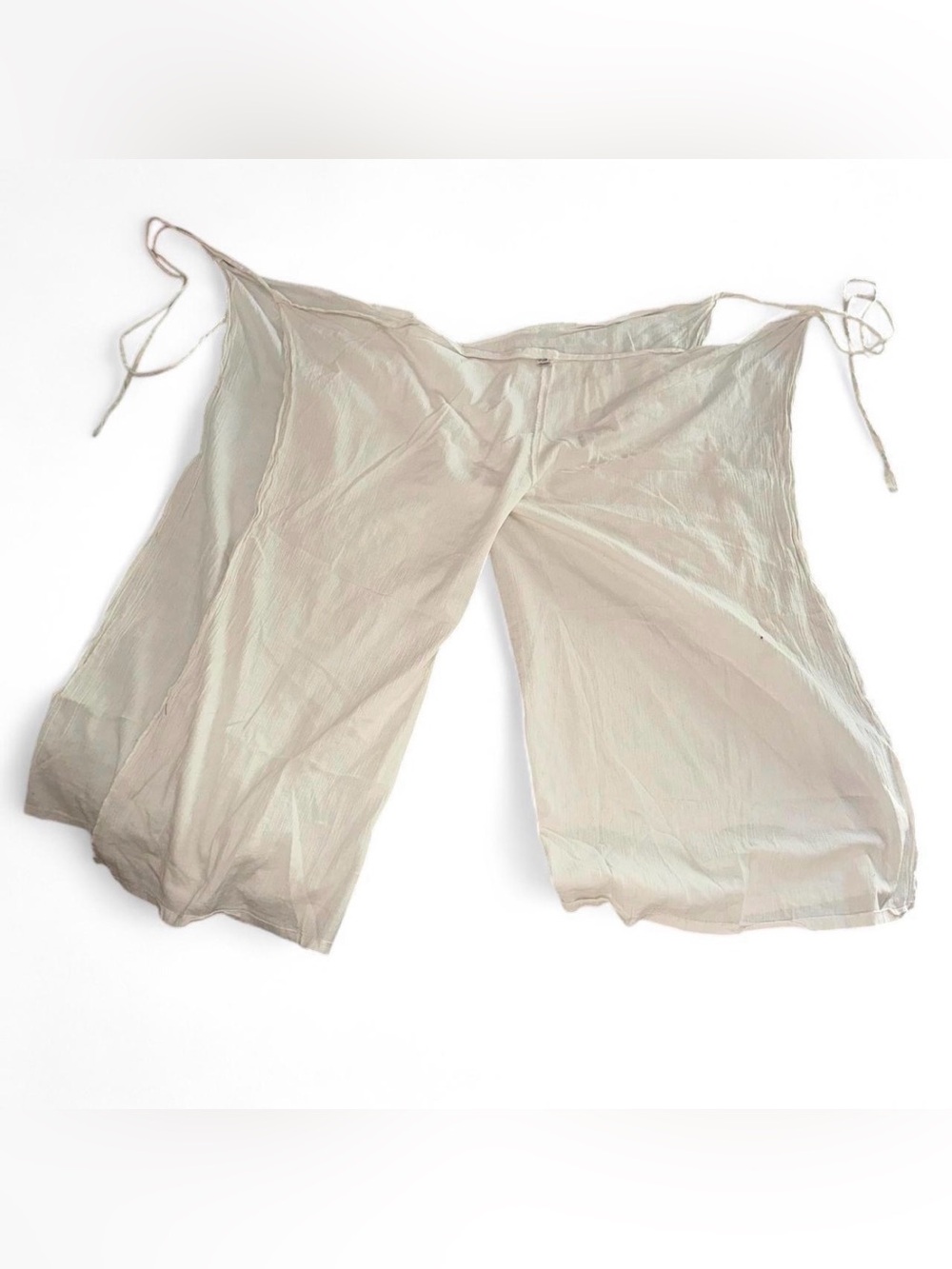 Sarong White Cotton Gauze Wrap Skirt Wide-Leg Pants Vacation Beach Wear
